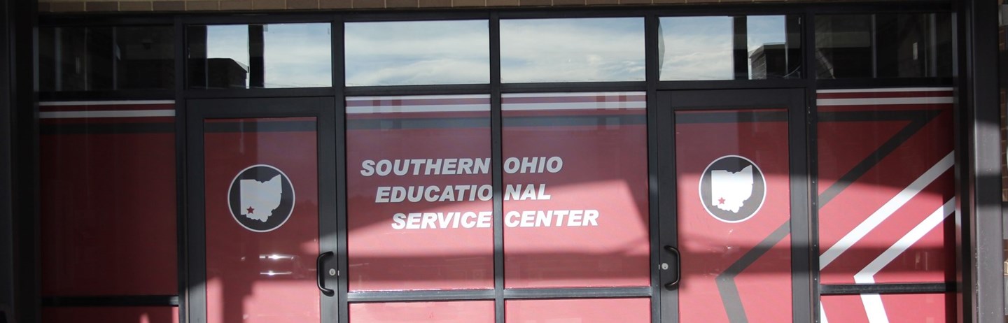 SOESC front doors with logo